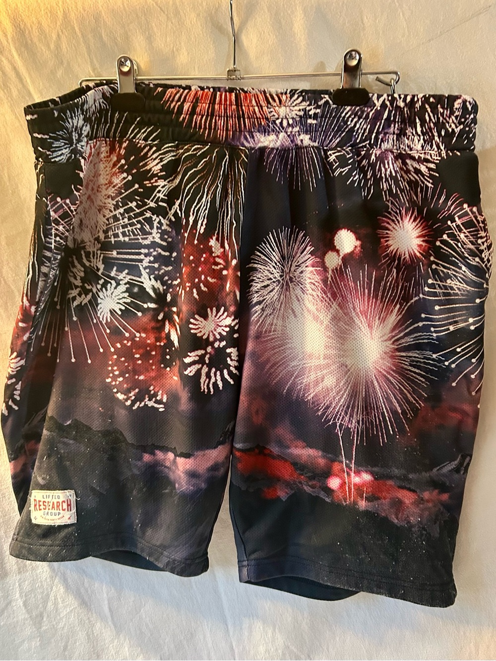 LRG Lifted Research Group Fireworks Mesh Shorts 3XL All-Over Print